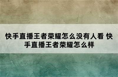 快手直播王者荣耀怎么没有人看 快手直播王者荣耀怎么样